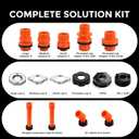 No-Spill Coolant Funnel Kit 15-Piece Radiator Burping Funnel with Rotary Shut-Off Valve, GM & Ford Threaded Adapters, Extensions, 45 Elbows for Universal Cars & Trucks Cooling System Air Bleeding