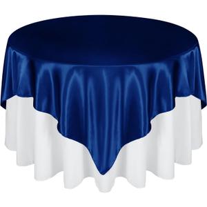 72 Inch Satin Square Tablecloth Overlay, 6 Pcs Royal Blue Square Tablecloth Cover, Wrinkle-Free Table Cover, Stain-Resistant Fabric for Party, Wedding, Banquet Table Decoration