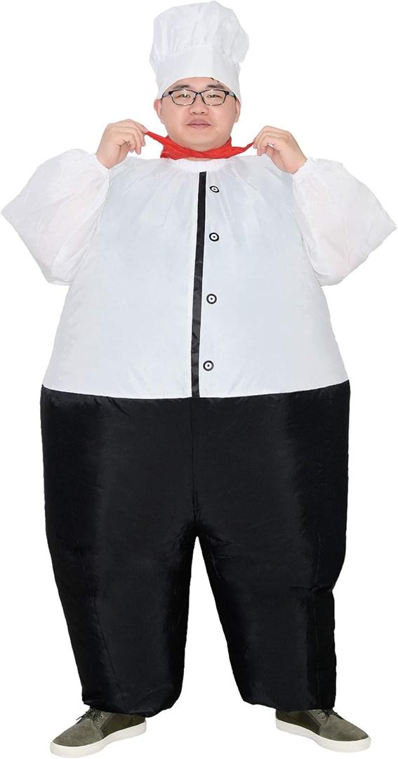 Inflatable Kitchen Cooking Chef Costume Blow Up Suit Fancy Dress (White Adult Chef)