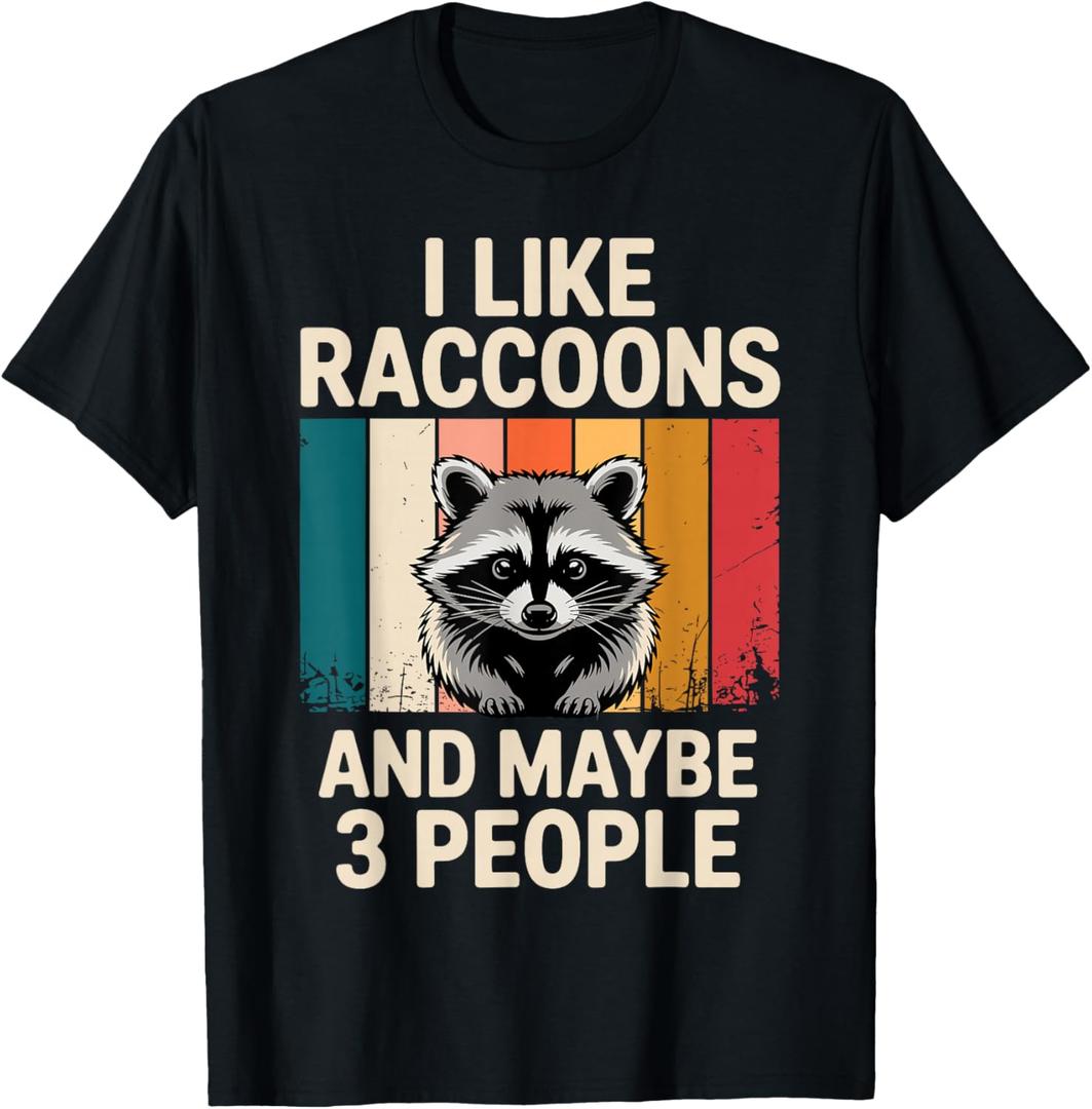 Cool Raccoon Design for Men Women Kids Racoon Raccoon Lover T-Shirt (Black, XL)