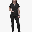 YOGAFLEX Jogger Scrubs for Women Set. Regular and PETITE. Side Spandex 2 Pockets Top with Yoga Waist Joggers S