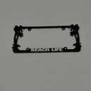 Beach Life Palm Tree Design Black Metal Auto License Plate Frame Car Tag Holder