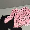 Baby Girl Clothes Toddler Girl Fall Outfits Ruffle Long Sleeve Floral Shirt Tops Winter Leggings Pants Clothing Set (3-4T, Pink Black)