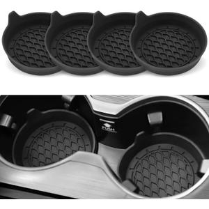 SINGARO Car Cup Holder Coaster, Silicone Cup Holder Insert, Universal Non-Slip Cup Holders, Car Accessories Interior for Women and Man Interior Sets 4 Pack Black