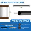 56 Pack 32 inch Aluminum Balusters for Deck Railing,Black Round Metal Spindles for Staircase,3/4" Diameter Hollow Deck Ballasters with Screws and Connectors for Railing Fencing Porch Stair Spindles
