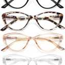 EYEURL 4-Pack Cat Eye Reading Glasses for Women- Blue Light Blocking Readers with Spring Hinges, Anti-Glare Reading Glasses, 0.75