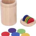 Keenso Wooden Color Sorting Coin Box Toy, Educational Color Matching Toy with Drawstring Pouch for Children