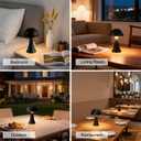 Cordless Table Lamp, Portable LED Desk Lamps, 1800mAh Battery Operated, 3 Color Stepless Dimming Up, for Restaurant, Bedroom, Outdoor Camping, Coffee Shop, Night Light, Rechargeable (Black)