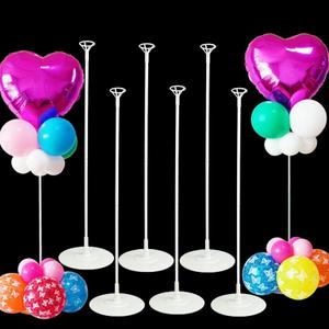 Balloon Sticks Stands With Cups - 6 Sets 28" Tall Balloon Column Stands Kits with Base for Table Top / Floor Centerpiece Holder Sticks for Parties Decoration
