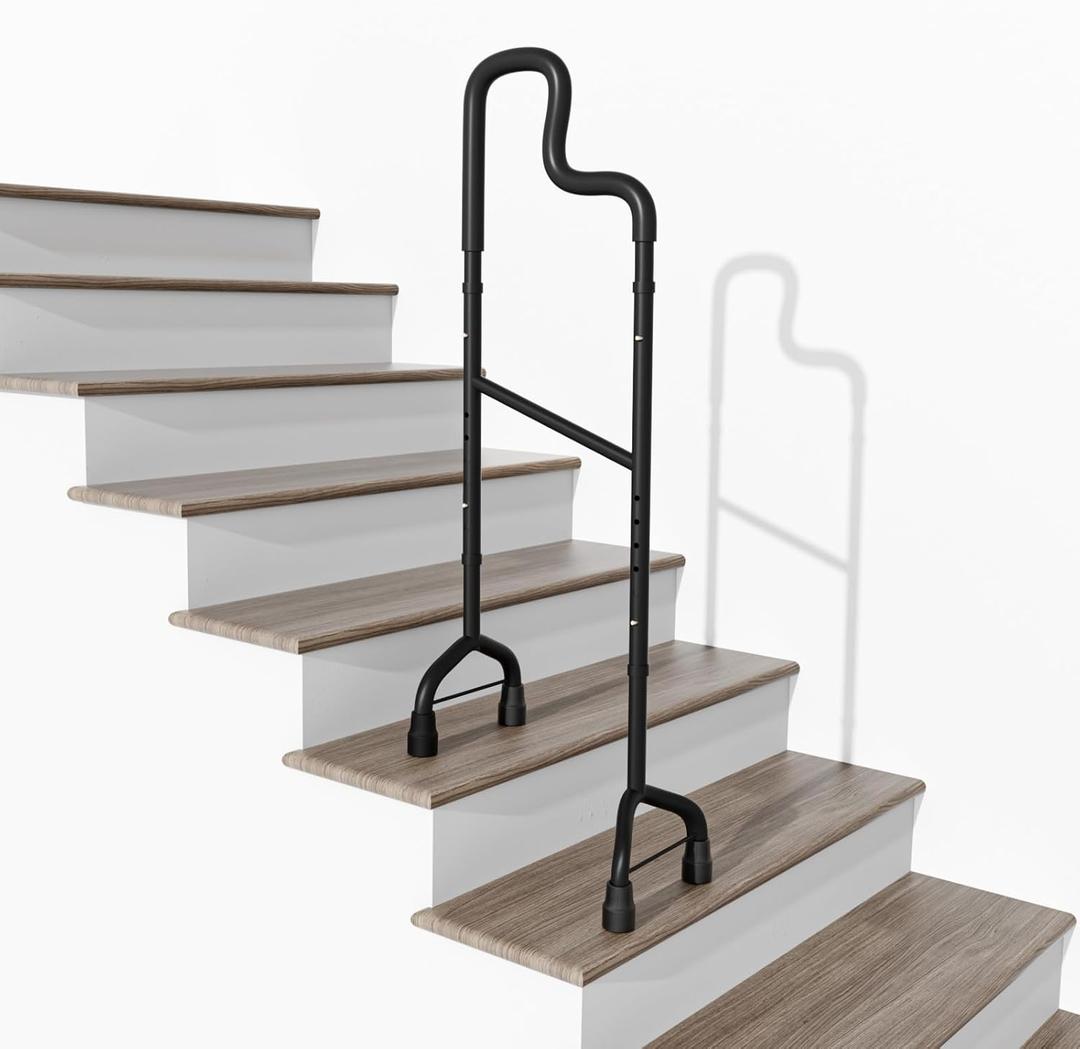 Stair Climbing Assist Cane for Both Walk Up and Down Stairs, Elderly Stair Lift Assist Devices with Adjustable Height fits Most Standard Steps, Step Helper for Those with Sore HIPS and Knees