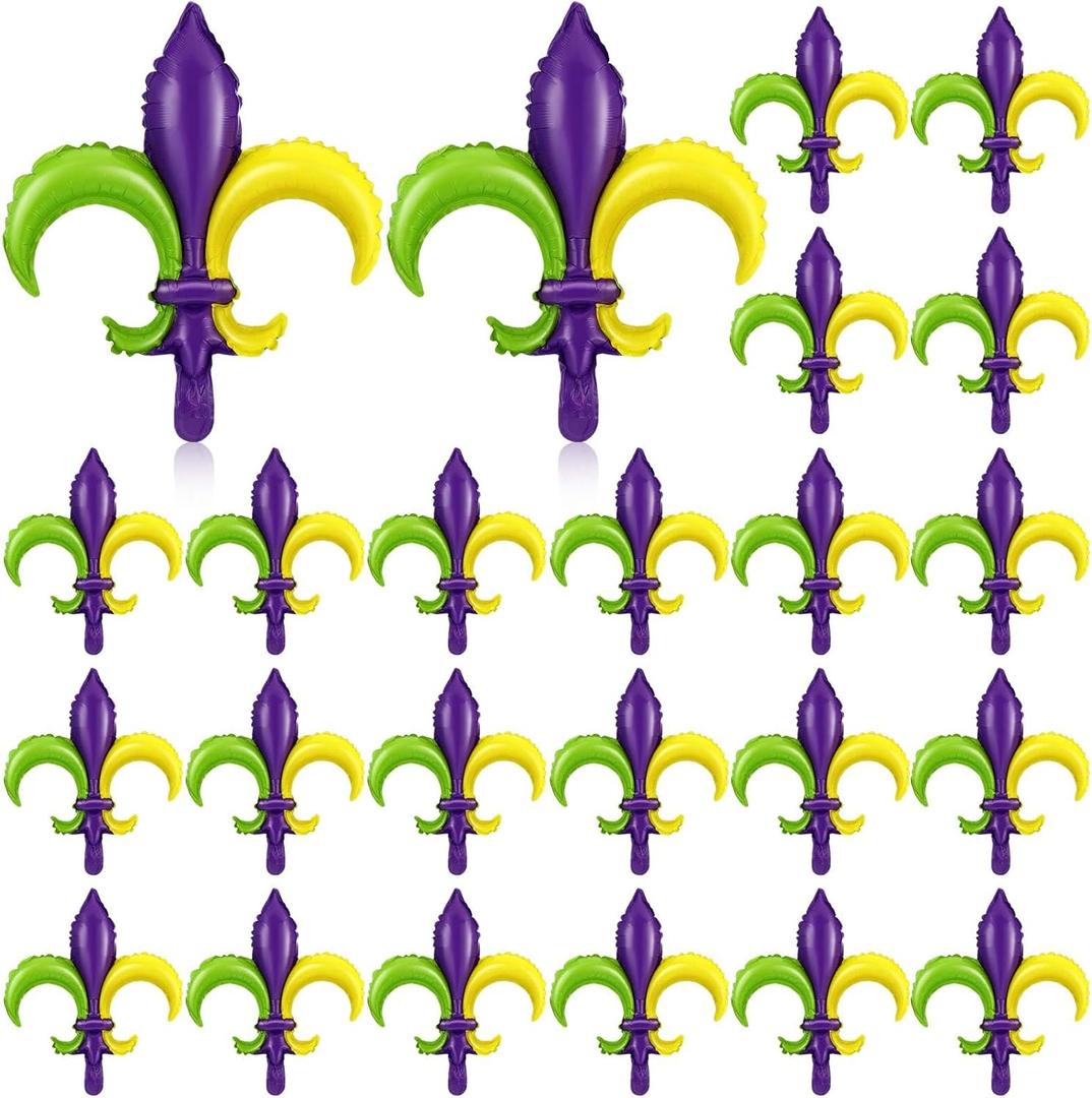 Gejoy 12 Pcs Purple Gold Green Mardi Gras Balloons Mardi Gras Decorations Carnival Balloons for Fleur De Lis Birthday Masquerade Carnival Party Mermaid Party Decorations