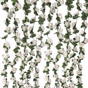 WEISPARK Fake Flowers - 4pcs 32.8 FT Artificial Rose Vine Flower Plants Hanging Rose Ivy for Home Hotel Office Wedding Party Garden Craft Art Dcor (White)