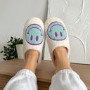 Smile Face Slippers for Girls Boys, Cute Soft Plush Anti-slip House Kids Girls Slippers with Memory Foam Warm Cartoon Happy face Shoes for Indoor Outdoor Toddler Girls