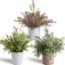 3 Pack Small Fake Plants in Farmhouse Pulp Pot, Artificial Plants Indoor for Home Decor, Small Faux Plants Indoor for House Bathroom Kitchen Office Shelf Counter Desk Table Room Decor