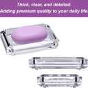 Amazing Abby Luxury Acrylic Soap Dish (Set of 3), Clear Plastic Bar Soap Holder with Drainage Ridges, Unbreakable Soap Tray, Great for Bathroom, Shower, Kitchen Sink, Countertop, and More