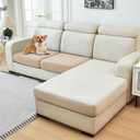 DISSA Waterproof Couch Cushion Covers, Washable Sofa Cushion Covers, Stretch Sofa Slipcovers, Sofa Seat Covers for Pets Furniture Protector (2-Pieces Loveseat Cushion, Ivory)