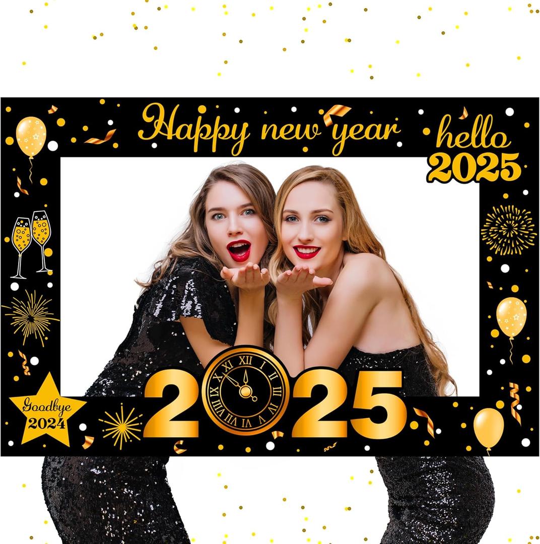 2 x KatchOn New Years Photo Booth Frame - Large 36 Inch | Photo Booth Props for New Years Eve Party Supplies
