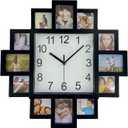 Timelike DIY Frame Clock, Black, 40cm x 40cm x 4.5cm, Analog Display, Protects Photos, Kids Art, Embroidery Designs