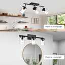 BONLICHT Industrial Vintage Indoor Wall Mount Spotlight 3 Light Modern Semi Flush Mount Ceiling Light Black Adjustable Track Lighting Kit Rustic Bathroom Vanity Light Fixture with Clear Glass Shade