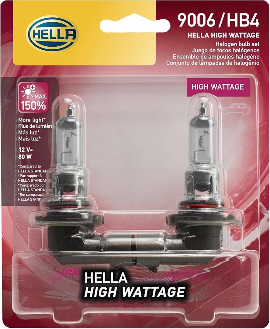HELLA 9006 80WTB Twin Blister High Wattage Bulbs, 12V, 2 Pack