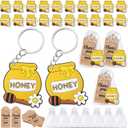 CiciBear 60 Pack Bee Party Decorations - 20 Honeypot Keychains, Tags & Gift Bags for Baby Showers, Kids Birthdays & Queen Bee Parties