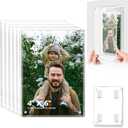 6 Pack 4x6 Magnetic Acrylic Picture Frame Stick to the Wall, No Drill Clear Photo Frames, Self Adhesive Framless Frames