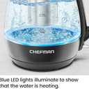 Chefman Electric Kettle with Tea Infuser, 1L 1500W, Removable Lid for Easy Cleaning, Boil-Dry Protection, Stainless Steel Filter, BPA Free, Auto Shut Off Hot Water Boiler, Small Electric Tea Kettle (Black)