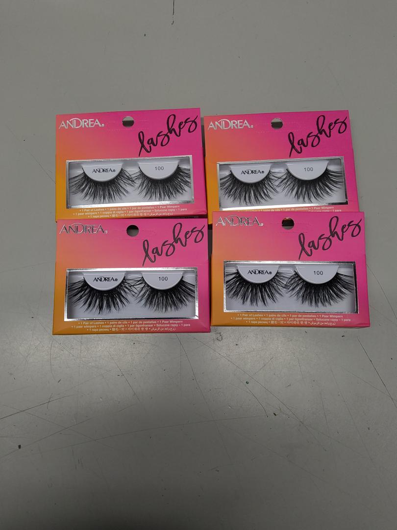 Andrea Strip Lash False Eyelashes 100 - Black, Dramatic Full Volume & Long Length, Reusable Lashes, 4PCS, Pack Of 2