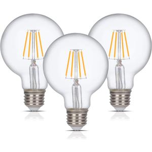 Simba Lighting LED Edison Vintage Vanity Globe Filament G25 (G80) 4W Dimmable 40W Equivalent (3 Pack) 120V Light Bulb for Bathroom Makeup Mirror, Medium E26 Base, CE, RoHS Compliant, Warm White 2700K