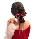 2 x Elegant Rhinestones Hair Clip Big Bow Hairpins For Girls, Ribbon Long Tassel Rhinestone Headband Hair Clips Accessories French Design Barrettes Fashion Hair Styling Accessories (White)