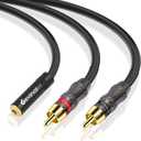 Devinal RCA to 1/8 Female Y Cable, Female 3.5mm to Dual RCA/Phono Male Stereo Splitter Cord, Mini Jack to 2 RCA Male Audio Breakout Adapter 12 inch 30cm