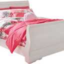 Signature Design by Ashley Anarasia Traditional Full Sleigh Bed with Metal Slats, Foundation or Box Spring Needed, White