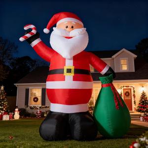 14.5 FT Christmas Inflatables, Giant Inflatable Santa Claus Holding Gift Bags, Blow Up Christmas Santa Claus Outdoor Decorations for Party Holiday Lawn Yard
