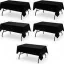 Tablecloths for Rectangle Tables, 54 x 108 Inches, Resistant Polyester Fabric for 6 Foot Tables Covers for Parties, Events (5 Pack Black)