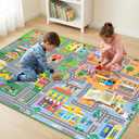 Car Play Rug City Life Traffic Road Kids Rug, Educational Road Carpet Kids Play Mat for Floor Nursery Toddler Preschool Bedroom Living Room Playroom, 3x5 Feet