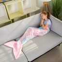 Mermaid Tail Blankets Glittering Soft Flannel Rainbow Colorful Mermaid Tail for Toddlers Girls Gifts, Light Pink, Size: Toddlers