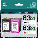 Remanufactured Ink Cartridges Replacement for HP Ink 63 63XL Compatible with OfficeJet 3830 4650 4655 5255 5258 5200 Envy 4510 4520 DeskJet 1110 3630 Printer (1 Black,1 Tri-Color)