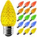 AJONIAM C7 Led Replacement Christmas Light Bulbs, 50-Pack C7 Shatterproof Led Bulbs with E12 Candelabra Base for Christmas String Lights, Waterproof & Dimmable Christmas Village Bulbs - Multicolor