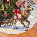 Christmas Tree Skirt 36 Inch Funny Santa Claus and Reindeer Farmhouse Holiday Decorations Soft and Thickened Christmas Tree Skirt for Indoor Outdoor Christmas New Year Holiday Party Decor (36" (91 cm) diameter)