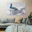 PailailaiNest Funny Animal in Bathtub Peacock Wall Art Bird Peacock Painting Poster Picture Wall Decor for Bedroom Office Living Room Home Decor for Women Unframed 12x18inch(30x45cm)