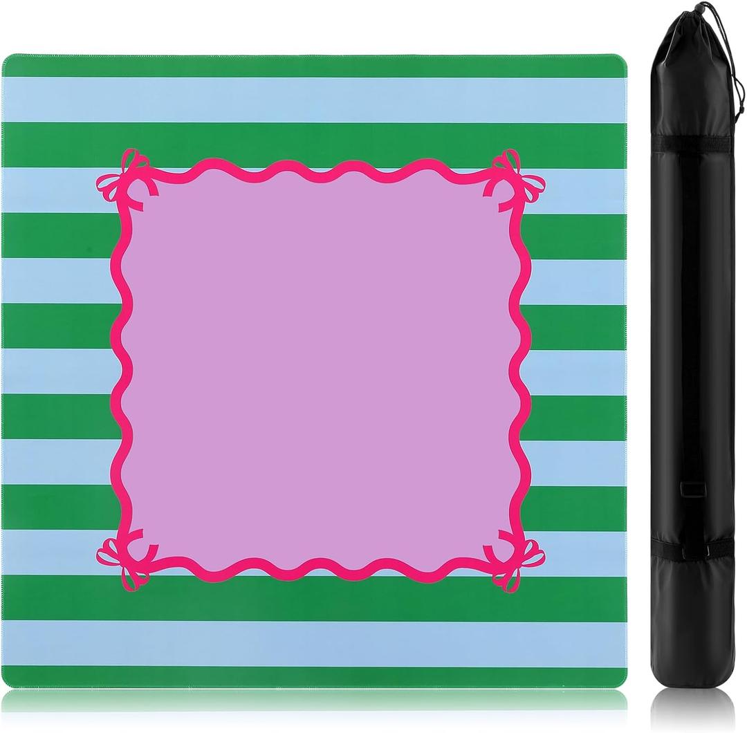 Dunzy 33'' x 33'' Mahjong Mat with Carrying Bag Non Slip Noise Reduction Gaming Mat Rubber Mahjong Table Cover Accessories Gifts for Poker Board Games Dominoes(Purple,Stripe)