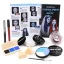 Halloween Sally Makeup & Corpse Bride Makeup Kit, Sally Costume Corpse Bride Make Up SFX Set with Light Blue Face Paint, Black Eyeliner, Lipstick & Faux Eyelash for Sally Face Cosplay & Dress-Up Party