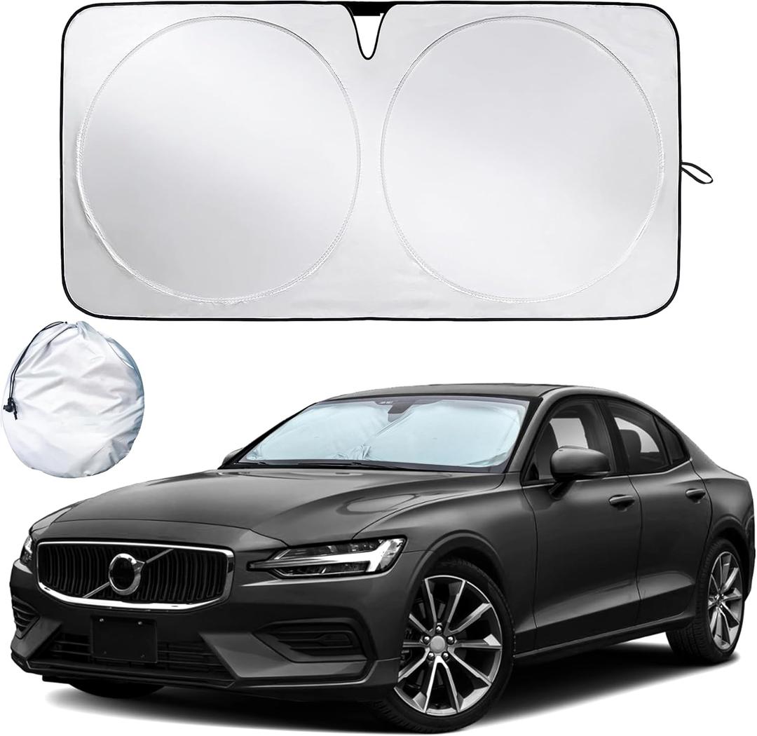 EcoNour Mirror Cut Car Windshield Sun Shade | Foldable Automotive Sun Blocker for Front Windshields | Premium Sun Protection for Cars, Trucks & SUVs | Medium (64" x 32")