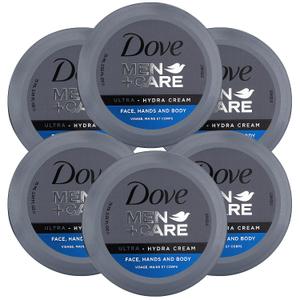 Dove Men+Care Ultra Hydra Cream, Face, Hands and Body Care, All Skin Types, 6 Pack of 2.53 Oz Each