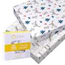 Mini Crib Sheet with Fox & Chevron Pattern - 100% Organic Cotton Pack n Play Fitted Sheet - Premium Pack n Play Sheets - Compatible as Graco Pack n Play Sheet & Mini Crib Sheets - Pickle & Pumpkin