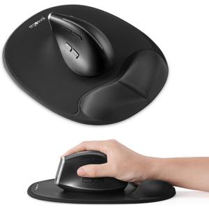 Ergonomic Mouse Pad with Skin-Friendly Lycra Memory Foam Wrist Rest, Easy-to-Clean Smooth PP Surface, and Non-Slip PU Base – Ideal for Vertical, Ergonomic, and Office Mice (Jet Black)