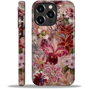 Case Designed for iPhone 16 Pro Max, Hybrid 2-Layer Case, Military-Grade Protection Durable Shockproof Anti-Scratch Phone Case, Orchid Lily Floral Collage