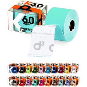d3 K6.0 Kinesiology Tape 2in x 20ft Spearmint  Uncut Roll Latex-Free Hypoallergenic Sports Physio Tape for Knee, Shoulder, Back & Muscle Support  Athletic Injury Recovery & Blister Prevention
