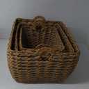 Wicker Baskets with Handles, Natural Brown, 3 Pcs (13"x15", 15.5"x19", 18"x21.5")