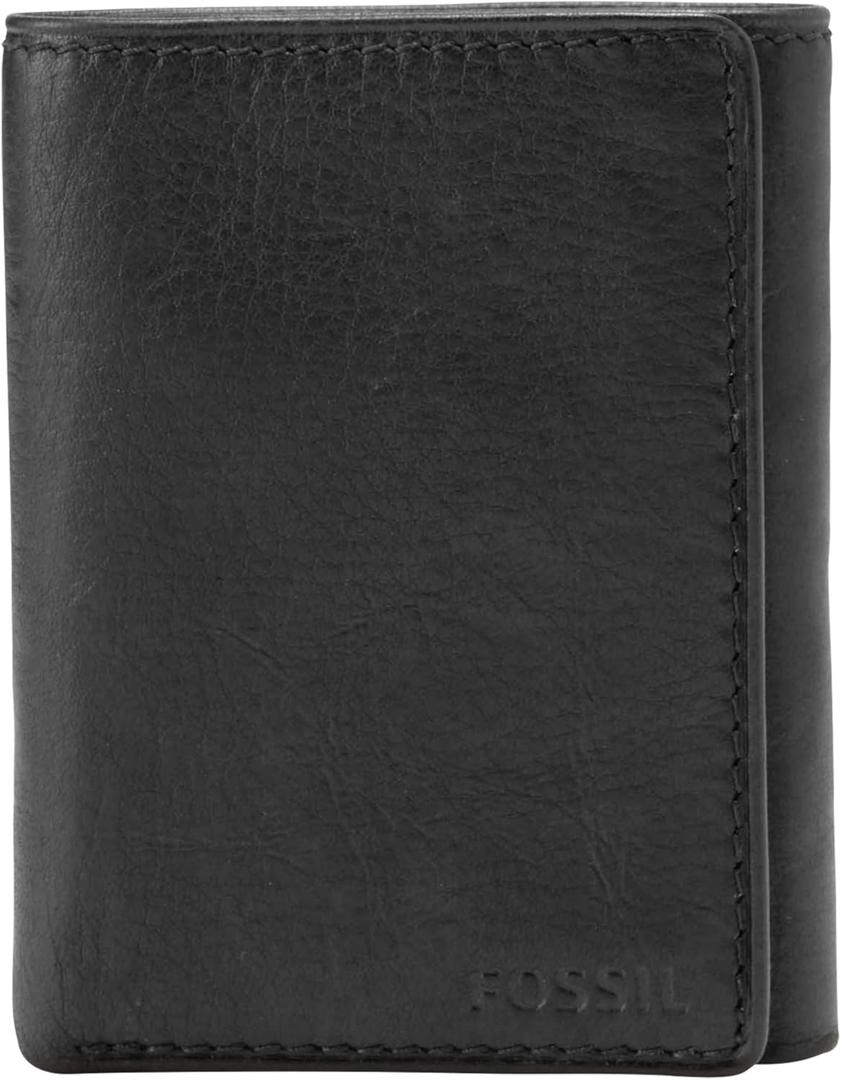 Fossil Men's Leather Trifold Wallet for Men (Ingram Black)